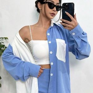 ARULA Captivating Two Tone Color Block Blouse